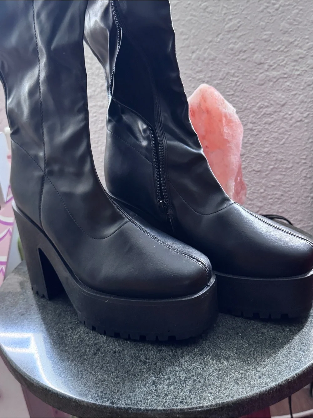 Fashion nova Black Platform Knee-High Boots